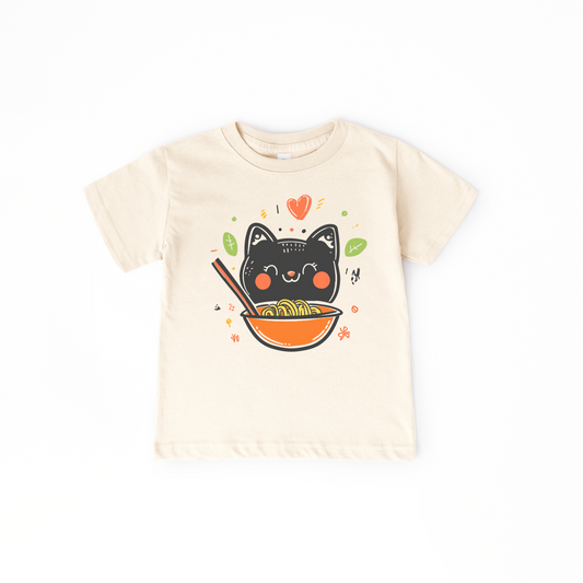 Ramen Cat Kids T-Shirt – Kawaii Noodle Bowl Tee