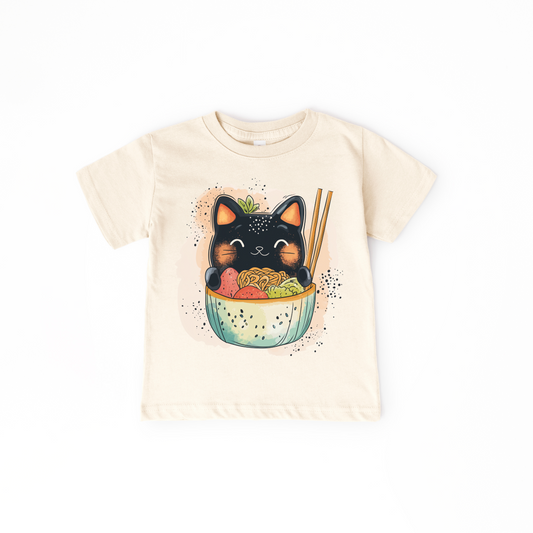 Ramen Cat Kids T-Shirt – Kawaii Noodle Bowl Tee
