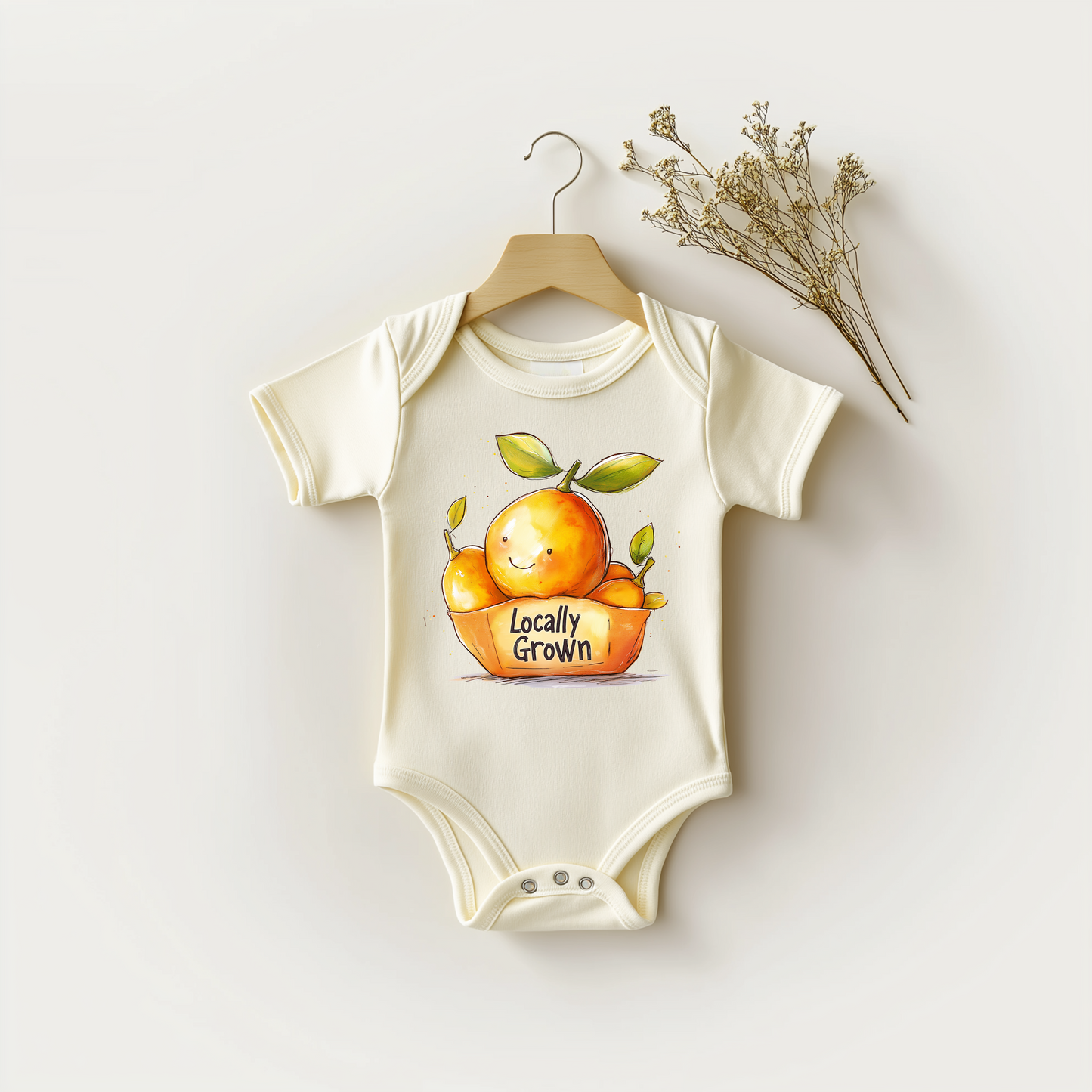 Locally Grown Orange Baby Bodysuit – Cute Citrus Baby Gift
