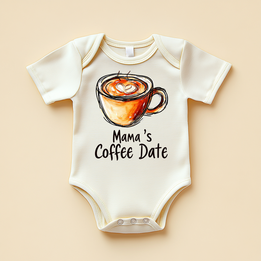 Mama’s Coffee Date – Cute Baby Bodysuit for Coffee Lovers