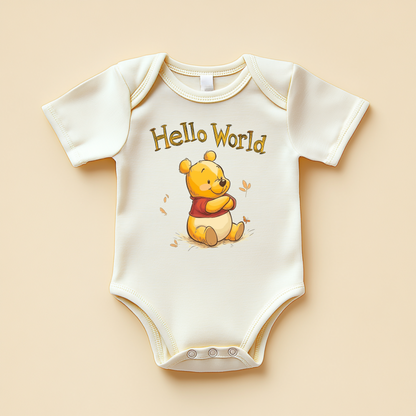 Hello World Winnie the Pooh Baby Onesie – Classic Storybook Inspired