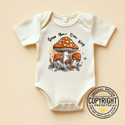 Grow Your Own Way – Boho Mushroom Baby Bodysuit