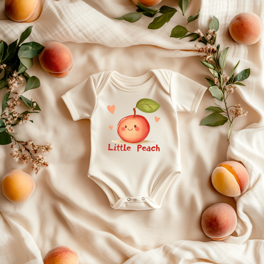 Little Peach Baby Bodysuit – Cute Organic Fruit Outfit