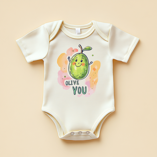 Olive You Baby Bodysuit – Funny Organic Baby Shower Gift