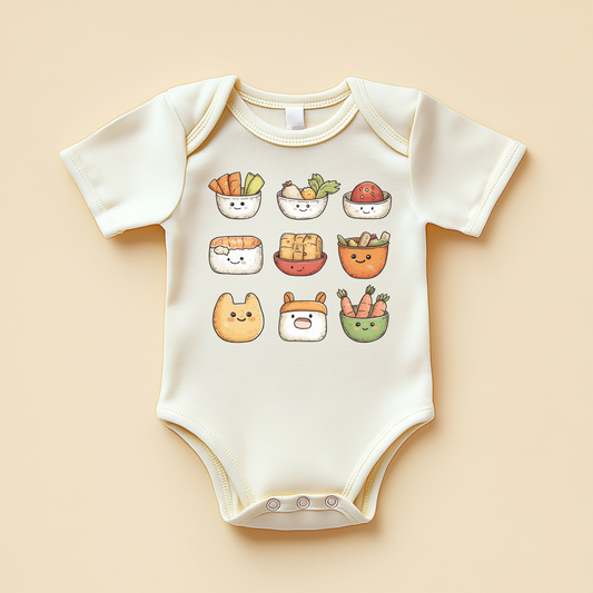 Happy Bento Squad Baby Bodysuit – Kawaii Lunch Food Baby Outfit