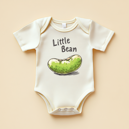 Little Bean Baby Bodysuit – Hand-Sketched Green Bean Baby Outfit