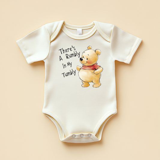 Rumbly in My Tumbly Baby Bodysuit – Winnie-Inspired Funny Baby Outfit
