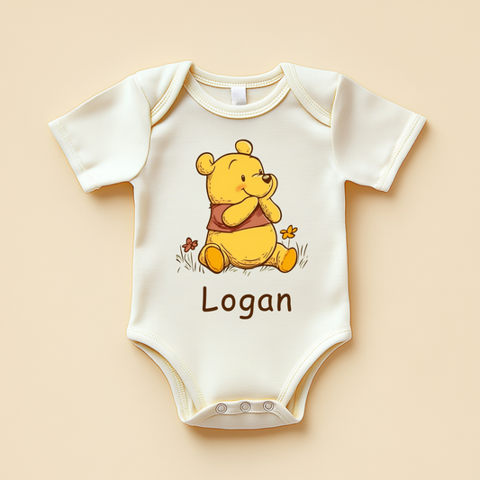 Personalized Baby Bear Bodysuit – Custom Name “Logan” Baby Outfit