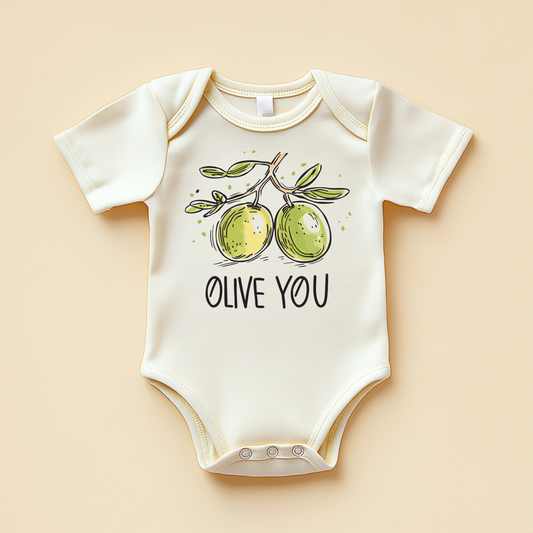 Olive You Baby Bodysuit – Funny Organic Baby Shower Gift