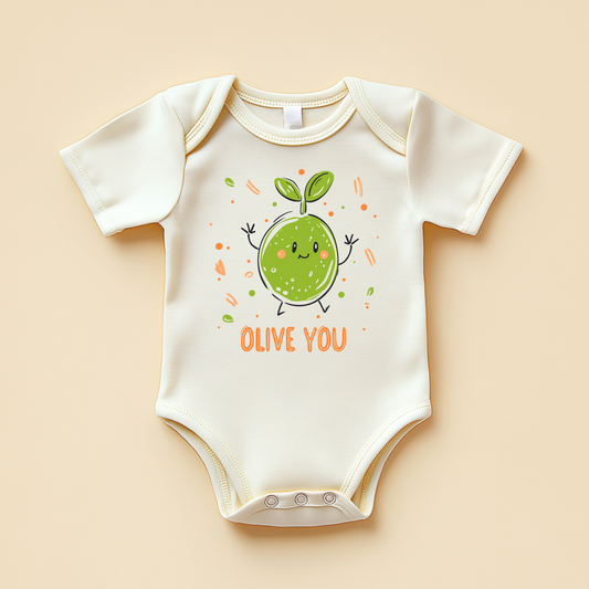 Olive You Baby Bodysuit – Funny Organic Baby Shower Gift