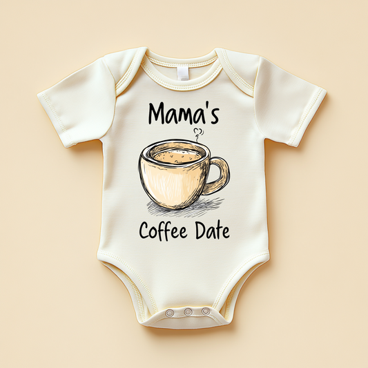 Mama’s Coffee Date – Cute Baby Bodysuit for Coffee Lovers