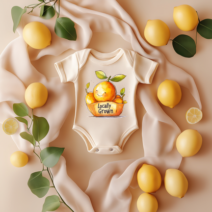 Locally Grown Orange Baby Bodysuit – Cute Citrus Baby Gift
