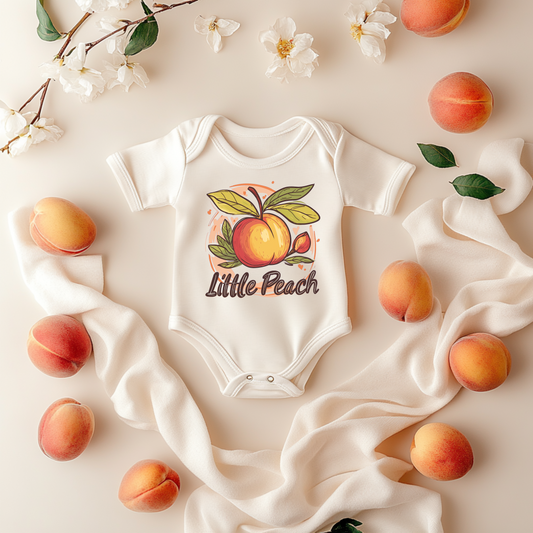 Personalized Little Peach Baby Bodysuit – Custom Name Fruit Outfit