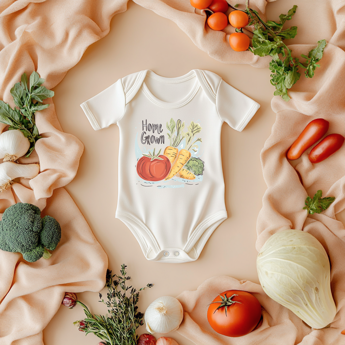 Home Grown Garden Veggie Baby Bodysuit – Watercolor Baby Gift