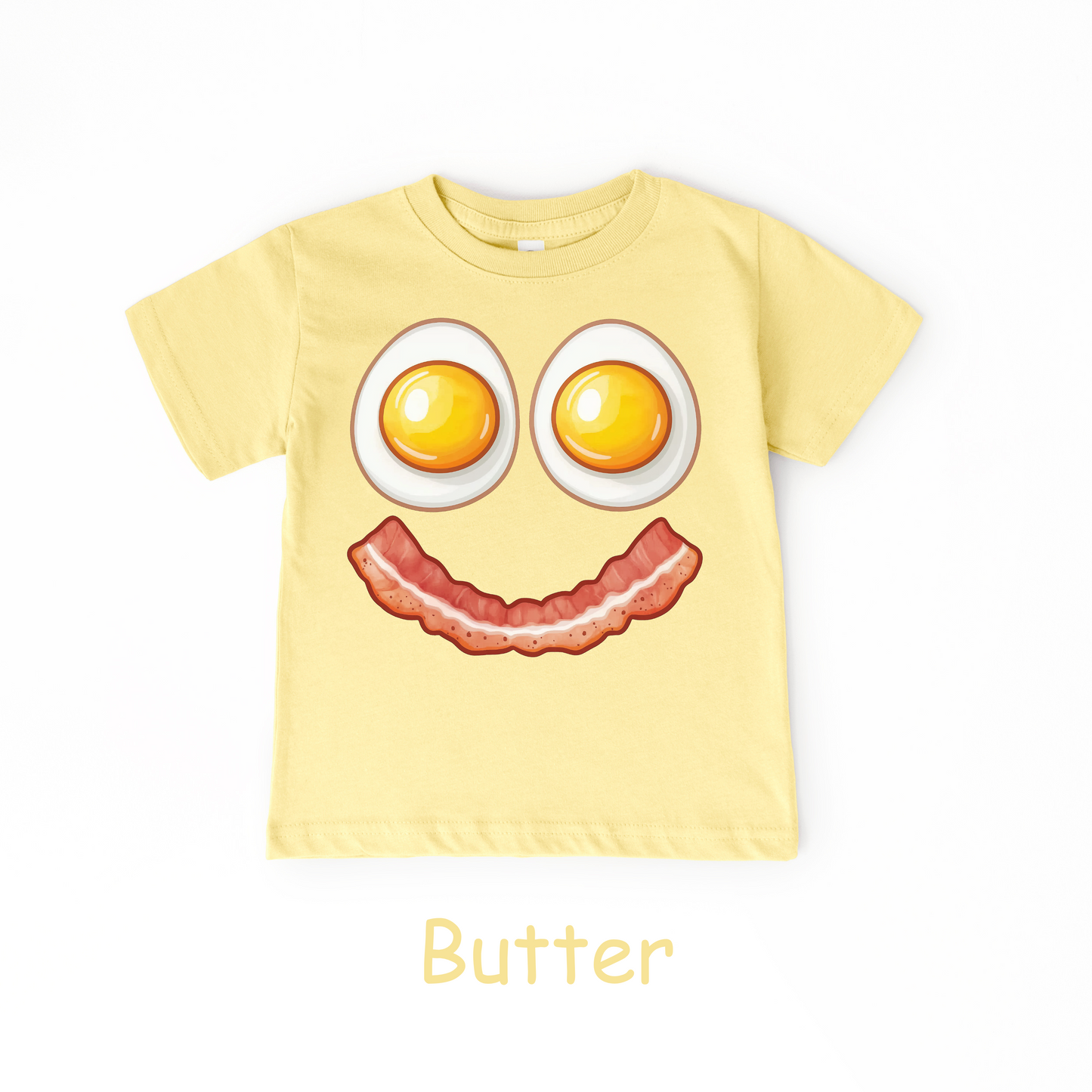 Smiley Breakfast Face Kids T-Shirt – Eggs & Bacon Design