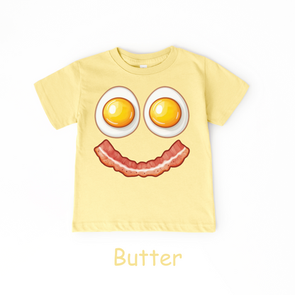 Smiley Breakfast Face Kids T-Shirt – Eggs & Bacon Design