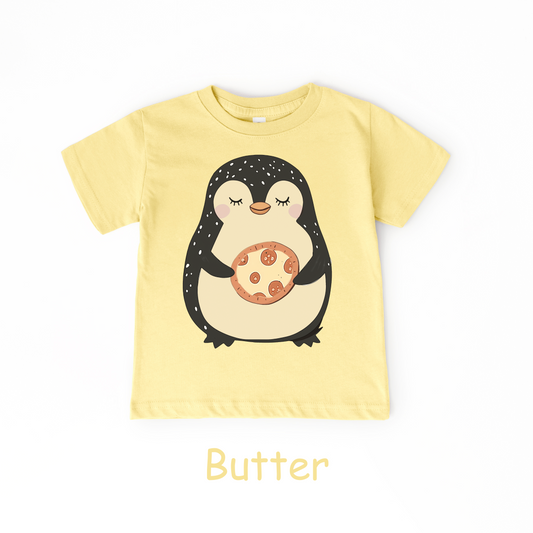 Pizza Penguin Kids T-Shirt – Funny Toddler Food Tee