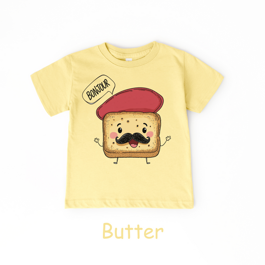 Bonjour Toast Kids T-Shirt – French Mustache Bread Tee