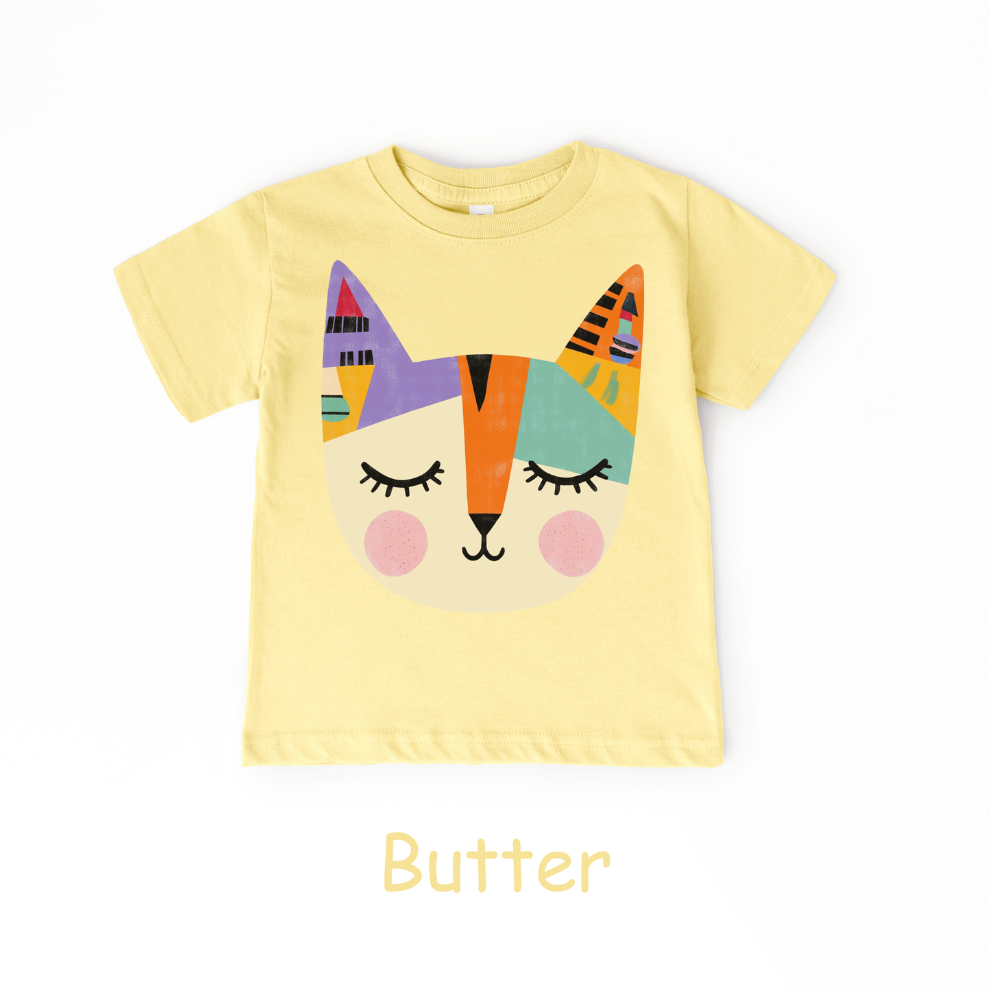 Colorful Cat Face Toddler T-Shirt – Modern Artistic Kitty Tee