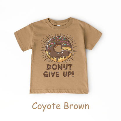 Donut Give Up! Kids T-Shirt – Chocolate Sprinkle Motivational Tee