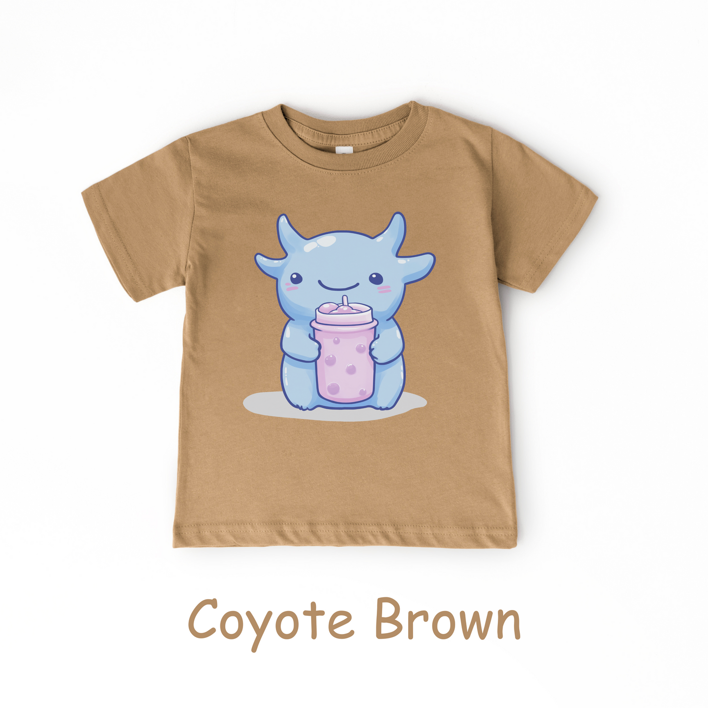 Kawaii Blue Monster Bubble Tea Kids T-Shirt – Cute Boba Toddler Tee