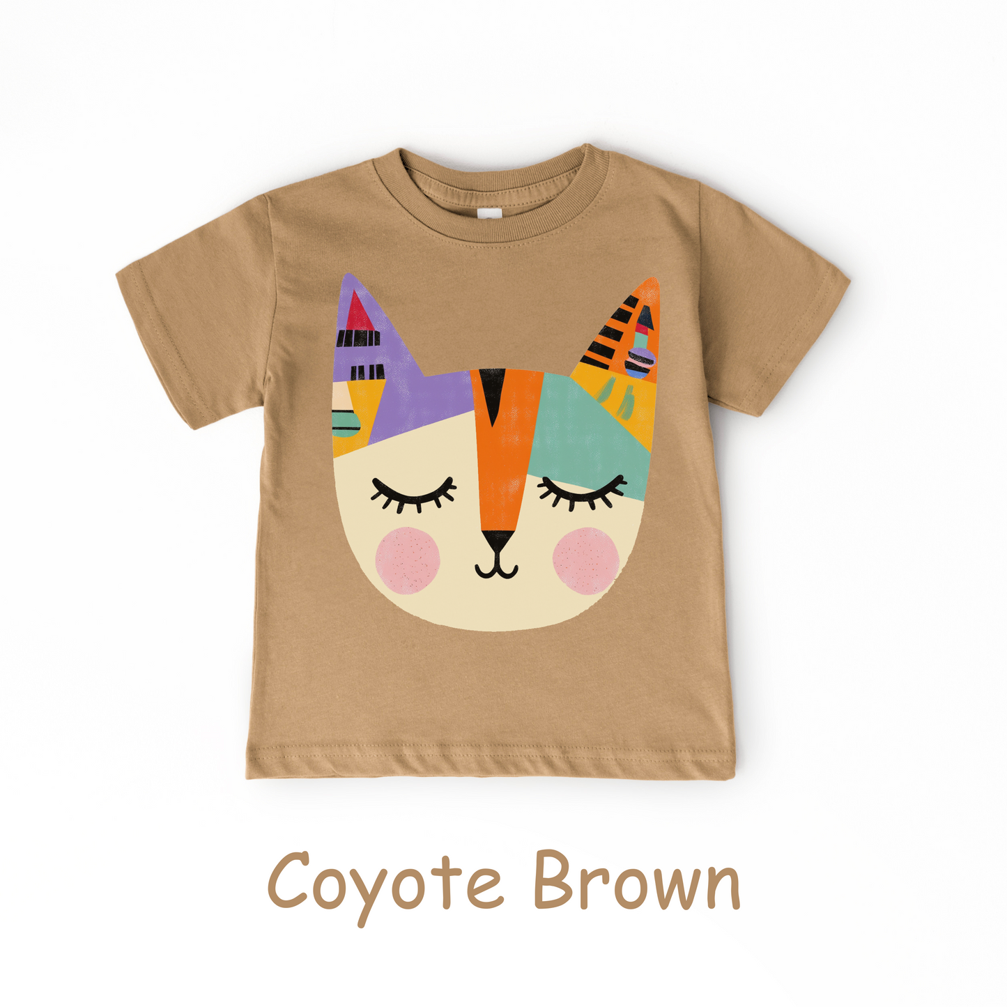 Colorful Cat Face Toddler T-Shirt – Modern Artistic Kitty Tee