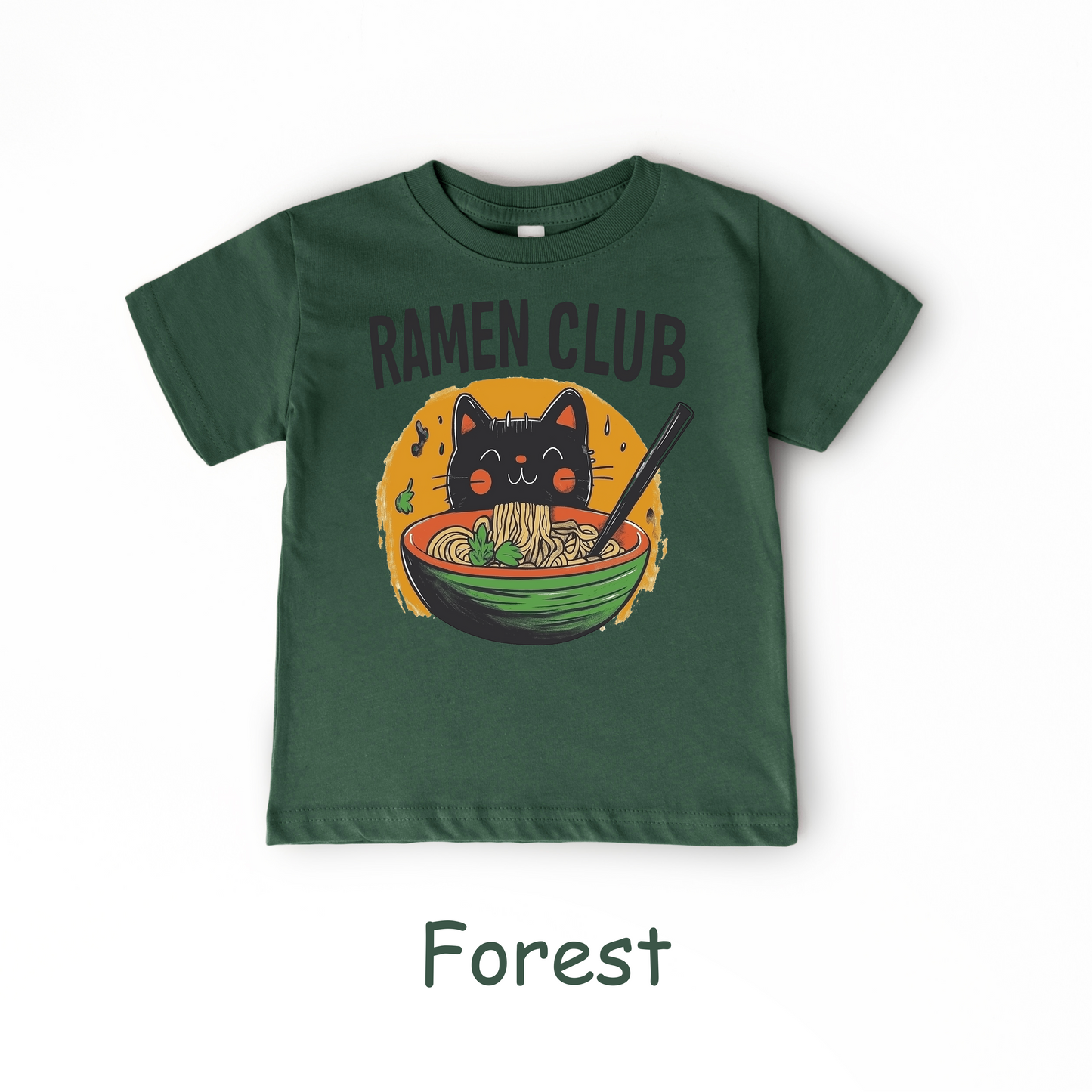 Ramen Club Kids T-Shirt – Slurping Cat in Noodle Bowl Tee