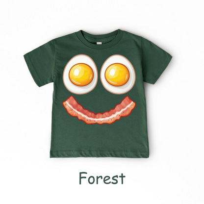 Smiley Breakfast Face Kids T-Shirt – Eggs & Bacon Design