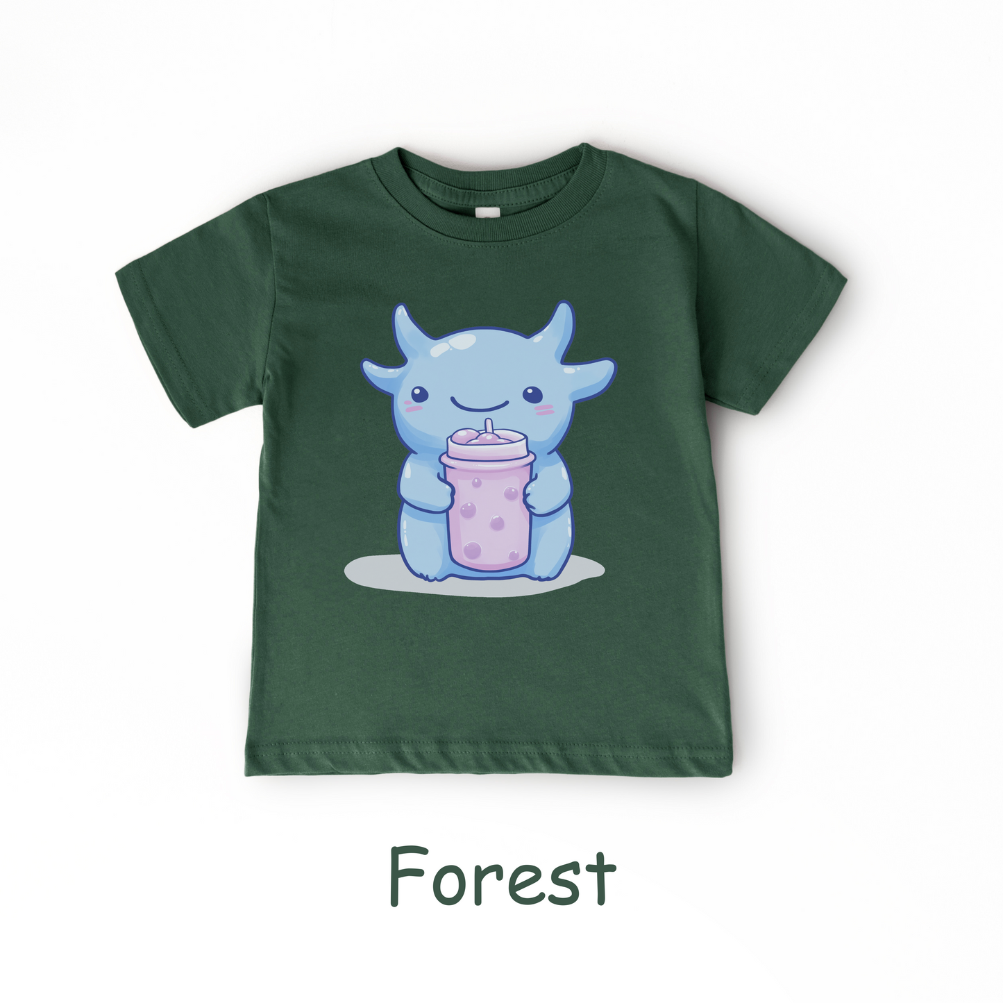 Kawaii Blue Monster Bubble Tea Kids T-Shirt – Cute Boba Toddler Tee