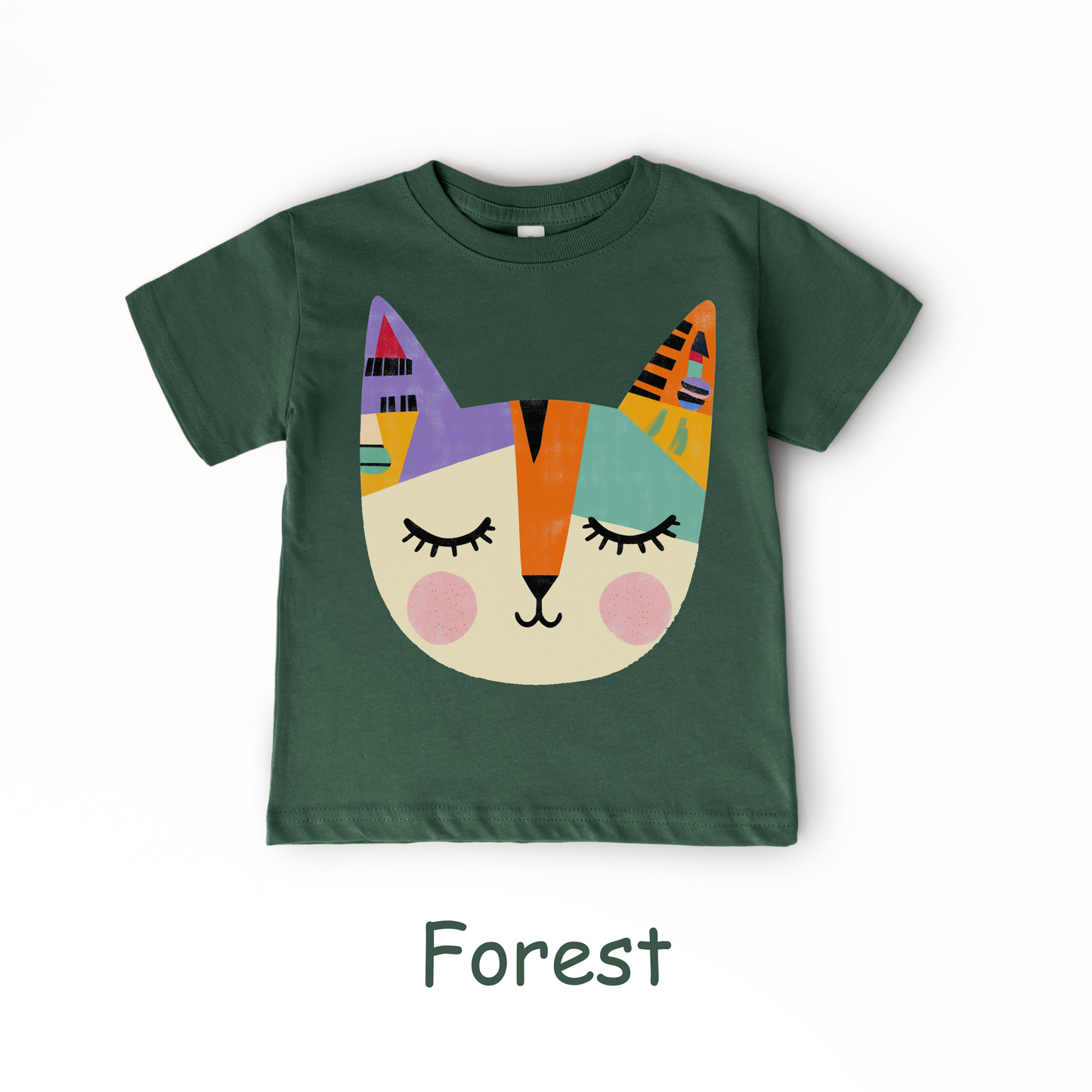Colorful Cat Face Toddler T-Shirt – Modern Artistic Kitty Tee
