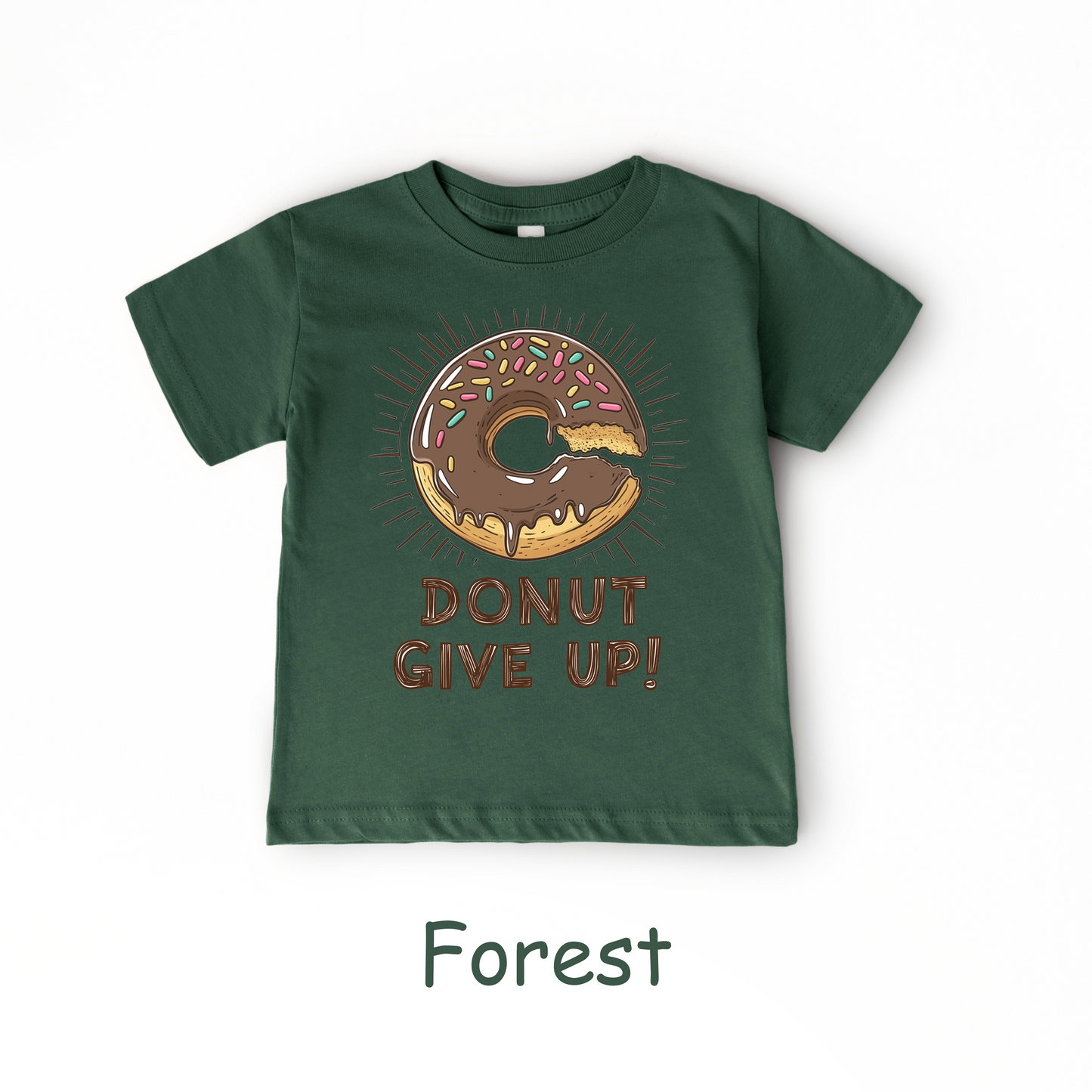 Donut Give Up! Kids T-Shirt – Chocolate Sprinkle Motivational Tee