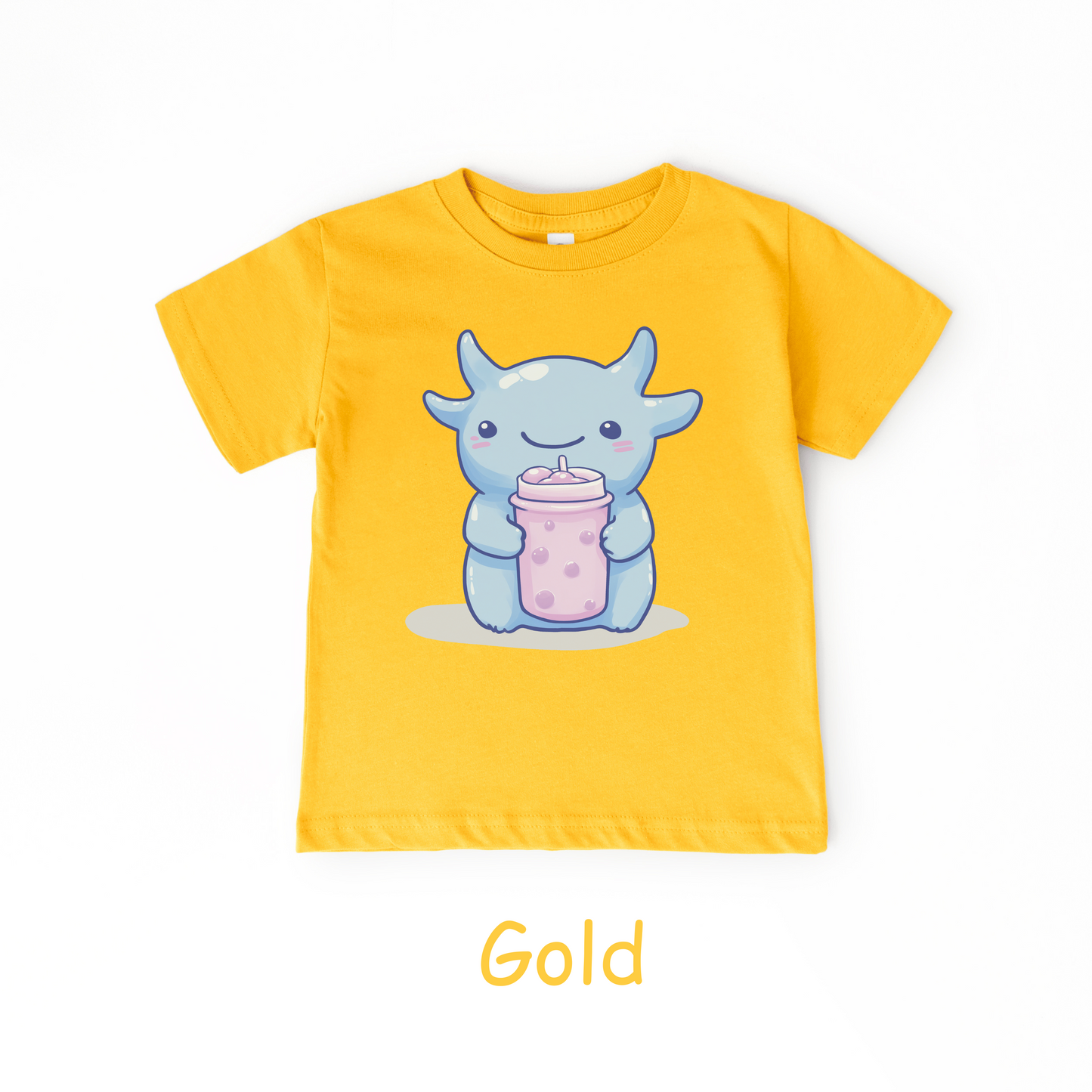 Kawaii Blue Monster Bubble Tea Kids T-Shirt – Cute Boba Toddler Tee