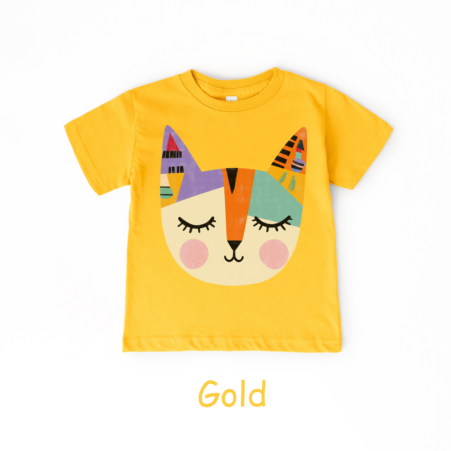 Colorful Cat Face Toddler T-Shirt – Modern Artistic Kitty Tee