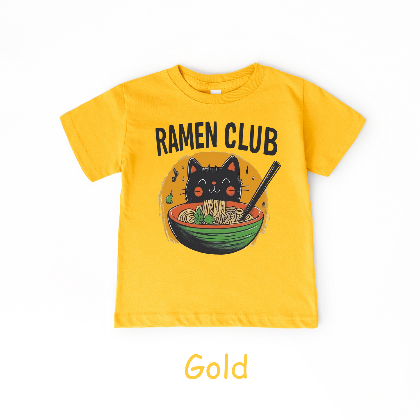 Ramen Club Kids T-Shirt – Slurping Cat in Noodle Bowl Tee