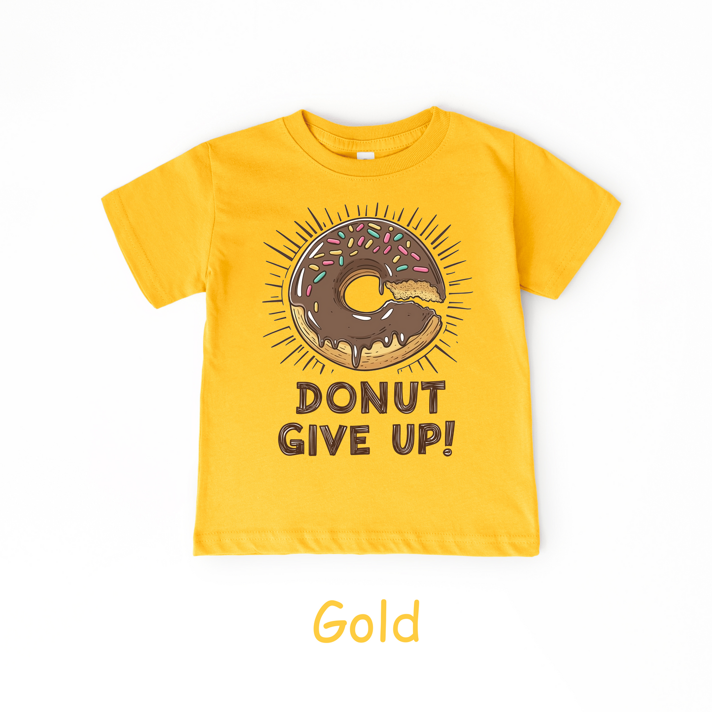 Donut Give Up! Kids T-Shirt – Chocolate Sprinkle Motivational Tee