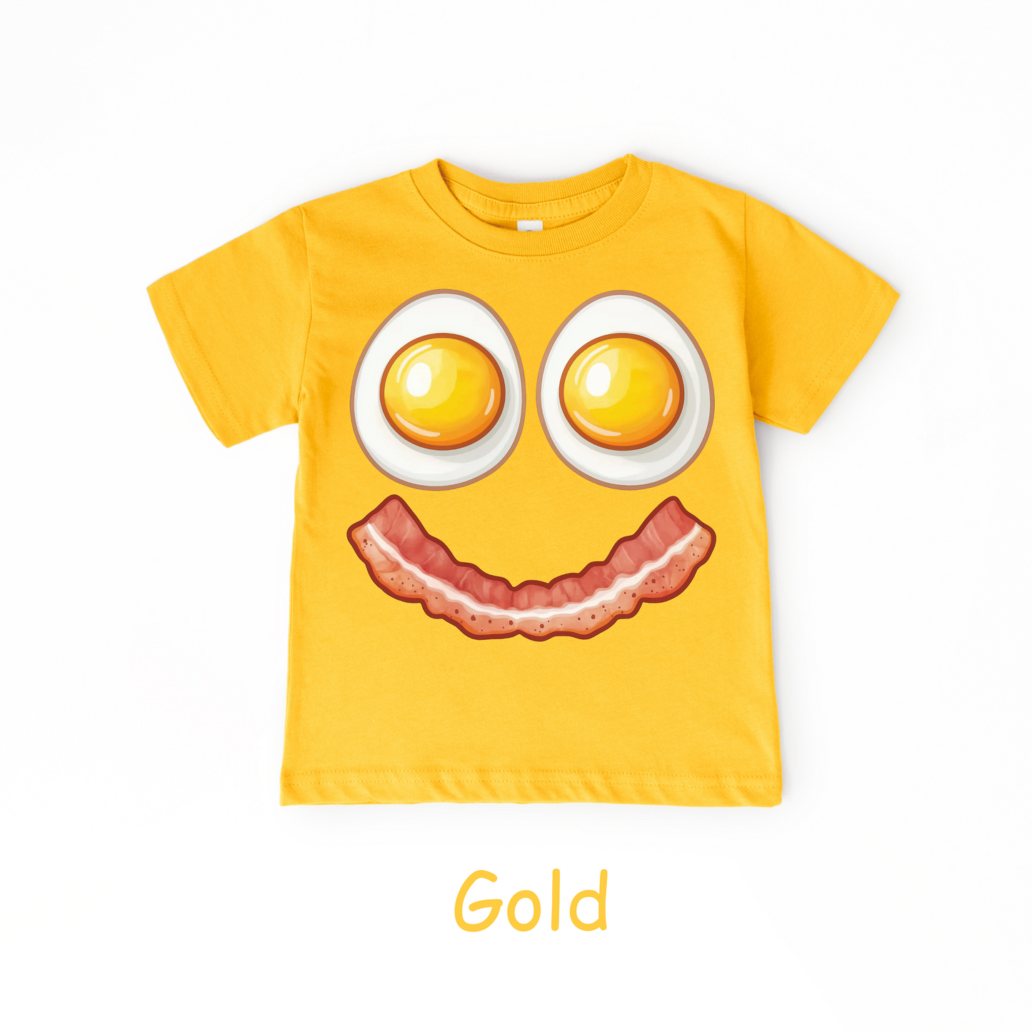 Smiley Breakfast Face Kids T-Shirt – Eggs & Bacon Design