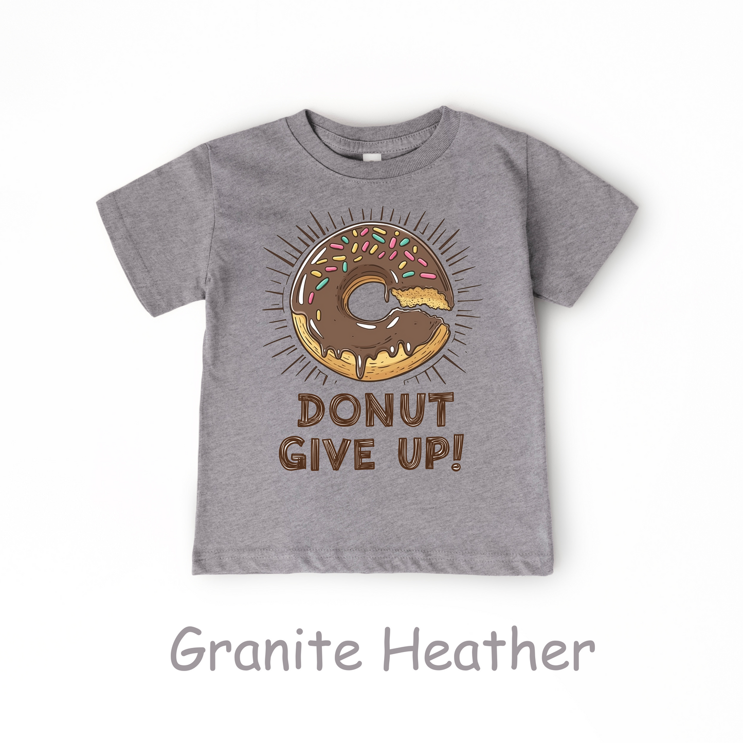 Donut Give Up! Kids T-Shirt – Chocolate Sprinkle Motivational Tee