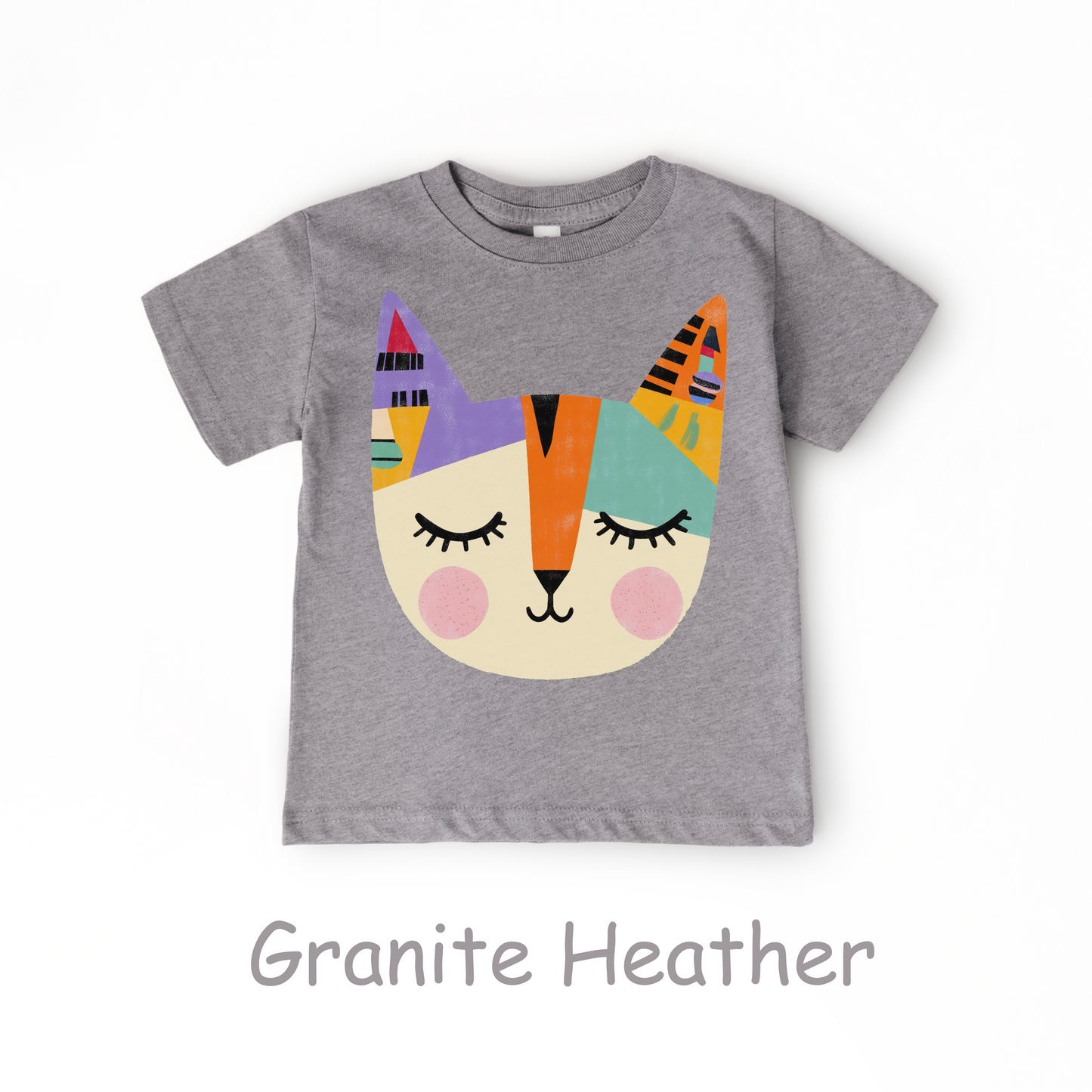 Colorful Cat Face Toddler T-Shirt – Modern Artistic Kitty Tee