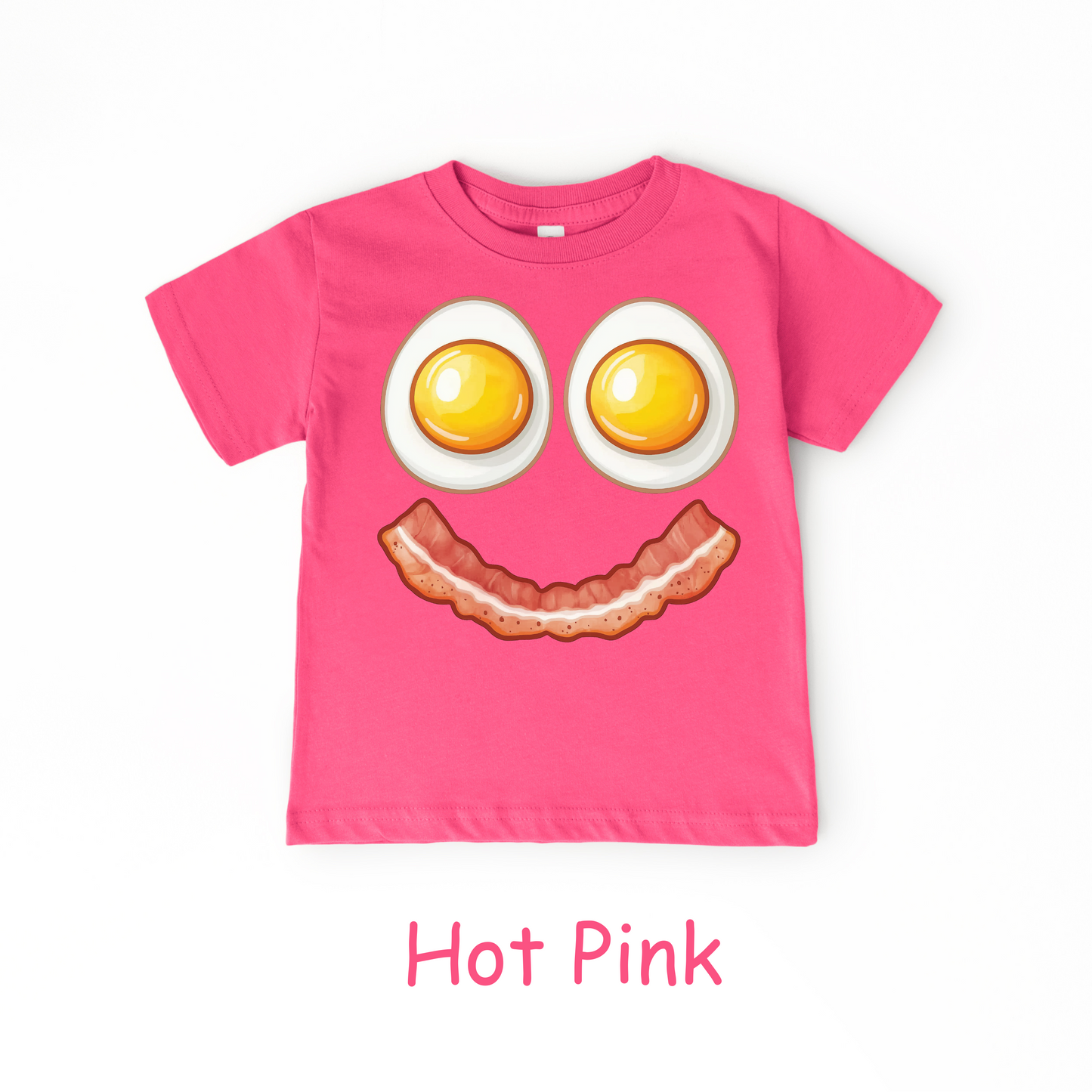 Smiley Breakfast Face Kids T-Shirt – Eggs & Bacon Design