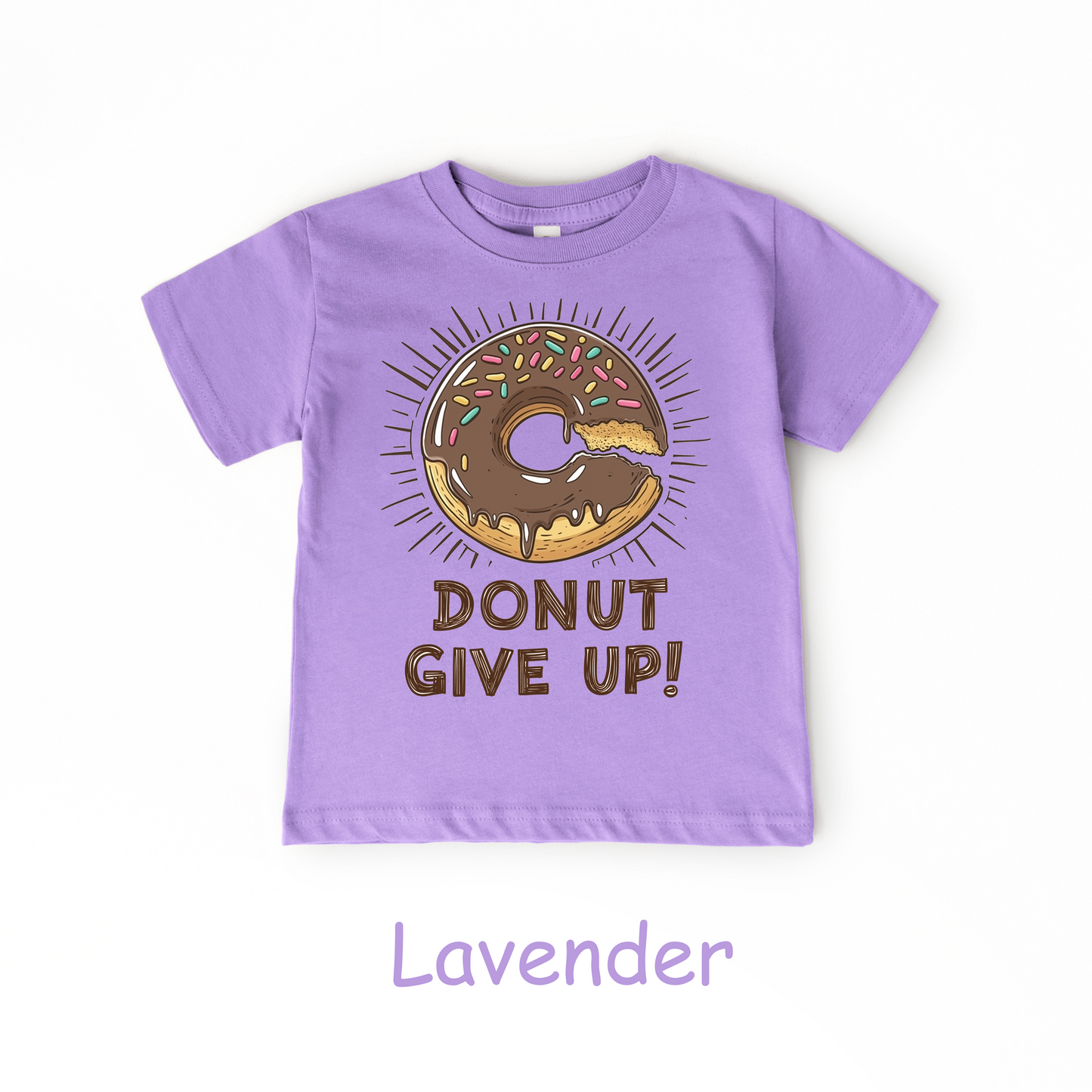 Donut Give Up! Kids T-Shirt – Chocolate Sprinkle Motivational Tee