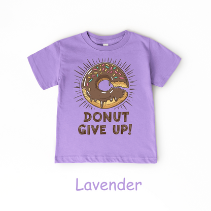 Donut Give Up! Kids T-Shirt – Chocolate Sprinkle Motivational Tee