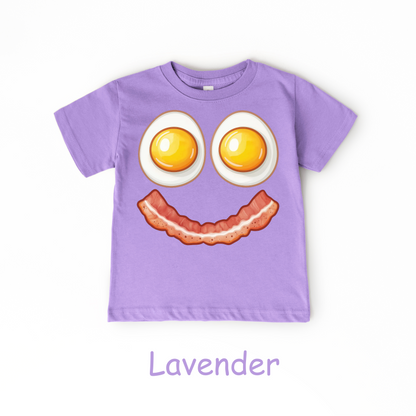 Smiley Breakfast Face Kids T-Shirt – Eggs & Bacon Design