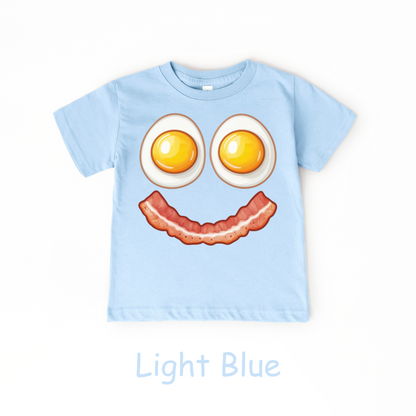 Smiley Breakfast Face Kids T-Shirt – Eggs & Bacon Design
