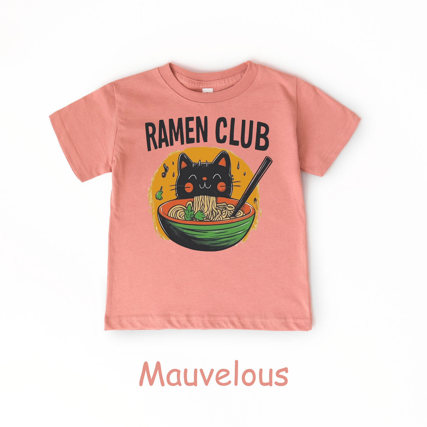 Ramen Club Kids T-Shirt – Slurping Cat in Noodle Bowl Tee
