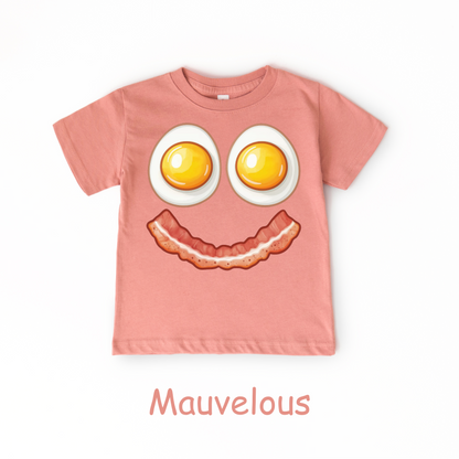 Smiley Breakfast Face Kids T-Shirt – Eggs & Bacon Design