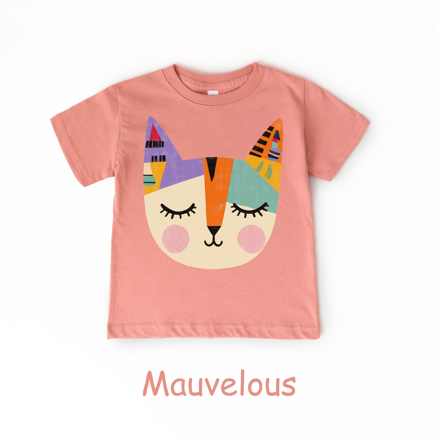 Colorful Cat Face Toddler T-Shirt – Modern Artistic Kitty Tee