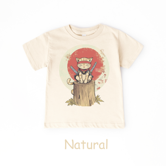 Samurai Cat Kids T-Shirt – Zen Warrior Style