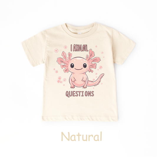 Axolotl Questions Kids T-Shirt – Soft Natural Color Tee