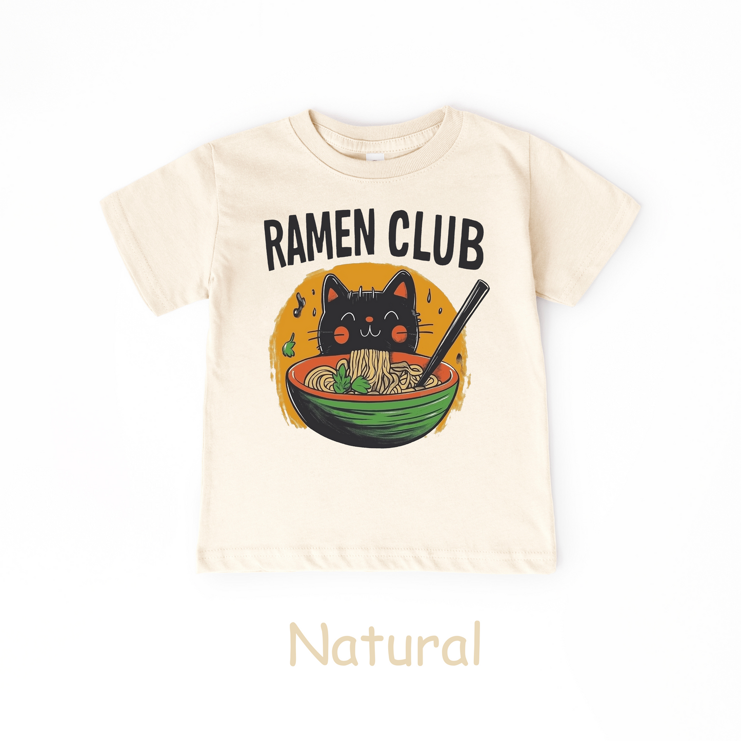 Ramen Club Kids T-Shirt – Slurping Cat in Noodle Bowl Tee