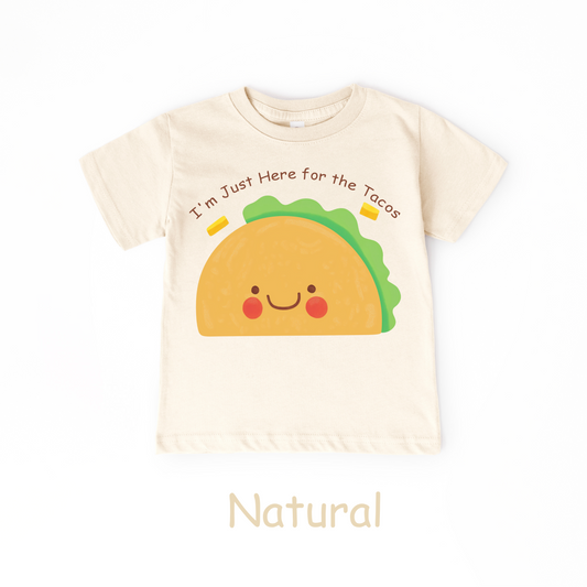 I'm Just Here for the Tacos Kids T-Shirt – Cute Food Humor Tee